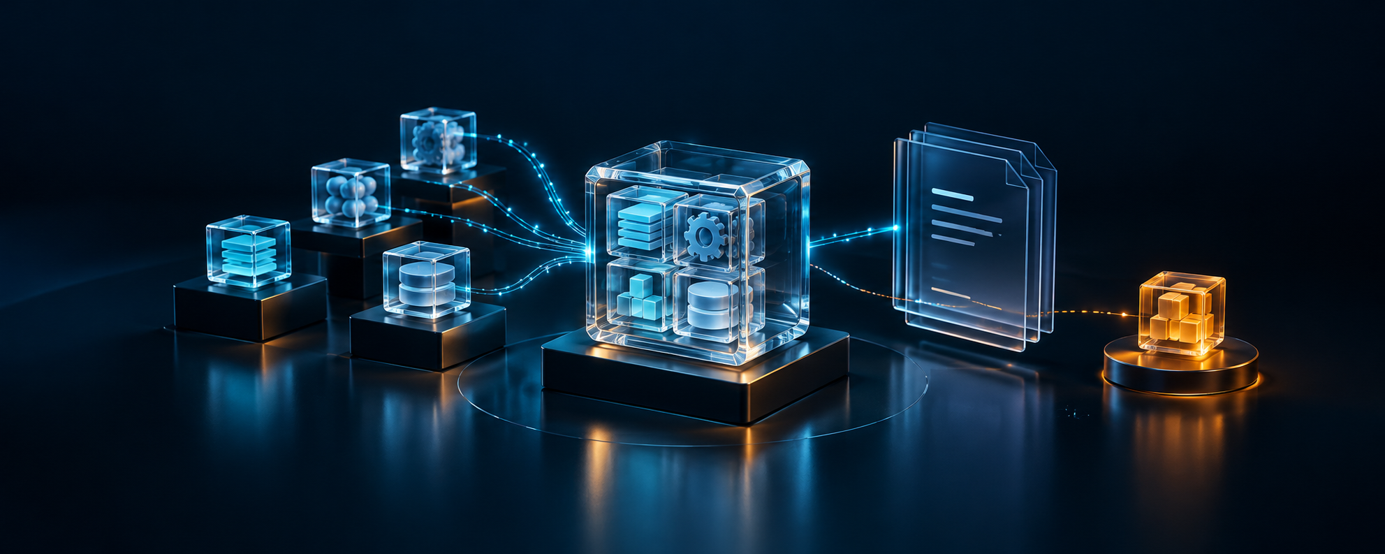 Componente software din sticlă reunite într-un pachet, alături de inventarul componentelor și un element separat pentru revizuire.